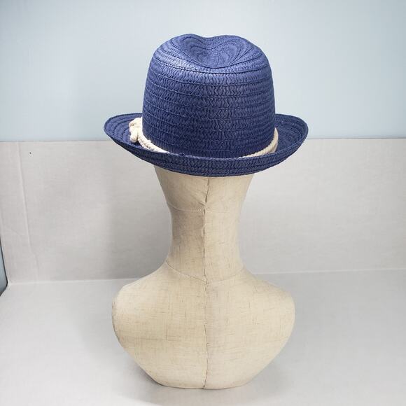 Straw Hat Mens One Size Blue Summer Fedora Cowboy Western Leisure Vacation Beach - Picture 12 of 16